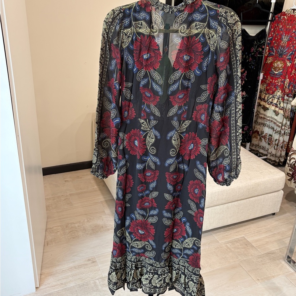 FARM Rio Black and Red Long Sleeve Dress - Picture 5 of 11